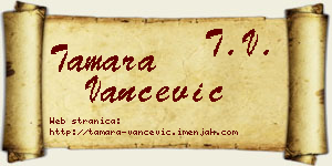 Tamara Vančević vizit kartica
